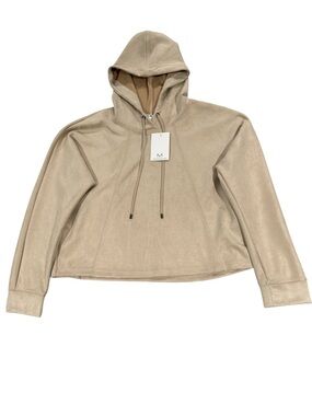 Magaschoni Taupe Suede Women's Hoodie Top Size M NWT
